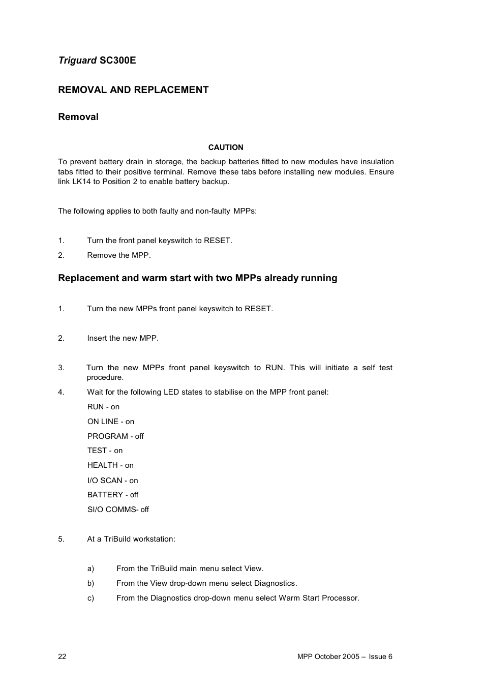 Triguard sc300e removal and replacement removal | Rockwell Automation MPP Processor Moduile User Manual | Page 22 / 25