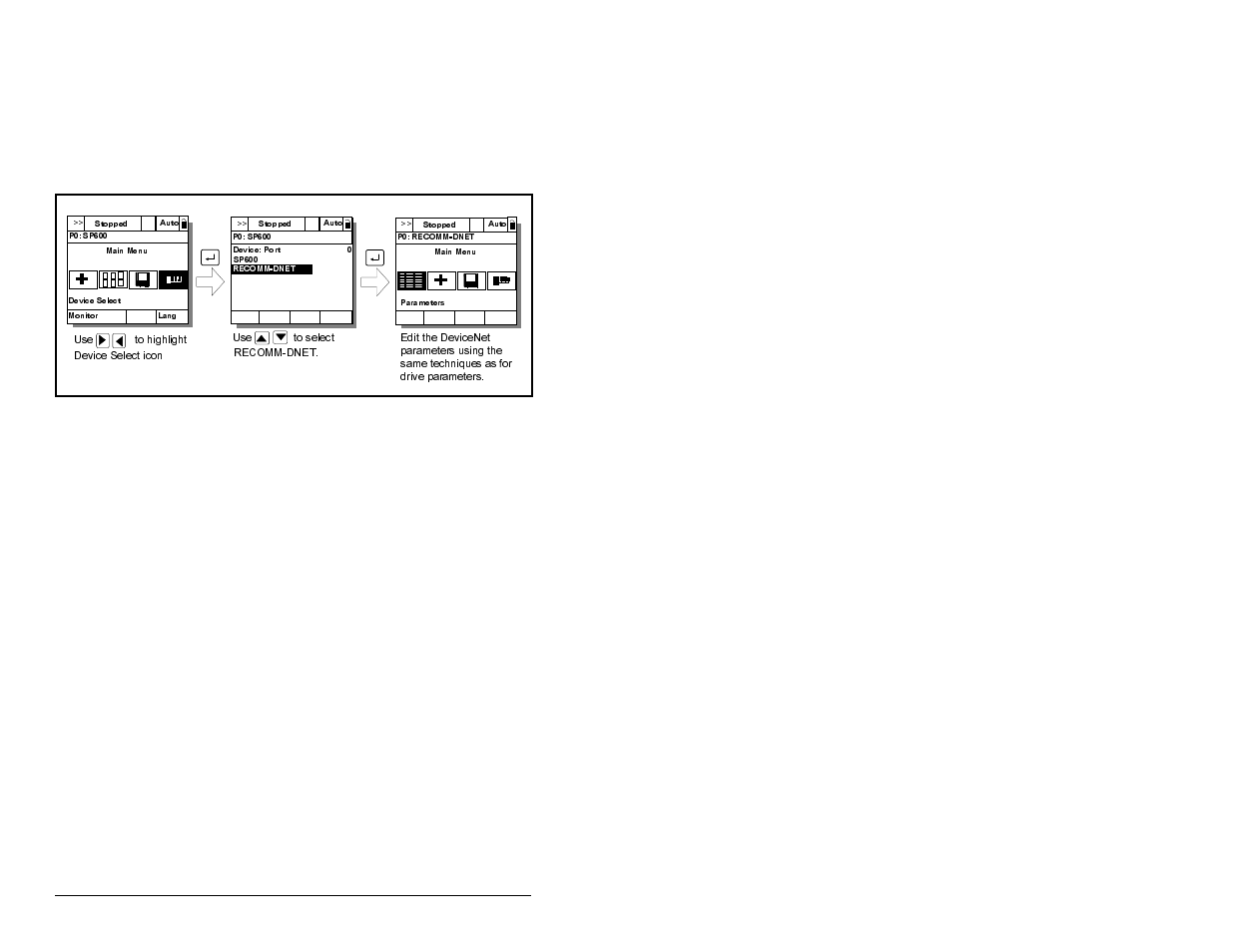 2 using the lcd oim to configure the adapter, 3 using rsnetworx for devicenet, 1 setting up rslinx for rsnetworx for devicenet | Rockwell Automation RECOMM-DNET DeviceNet Adapter for use with DPI AC Drives User Manual | Page 26 / 168