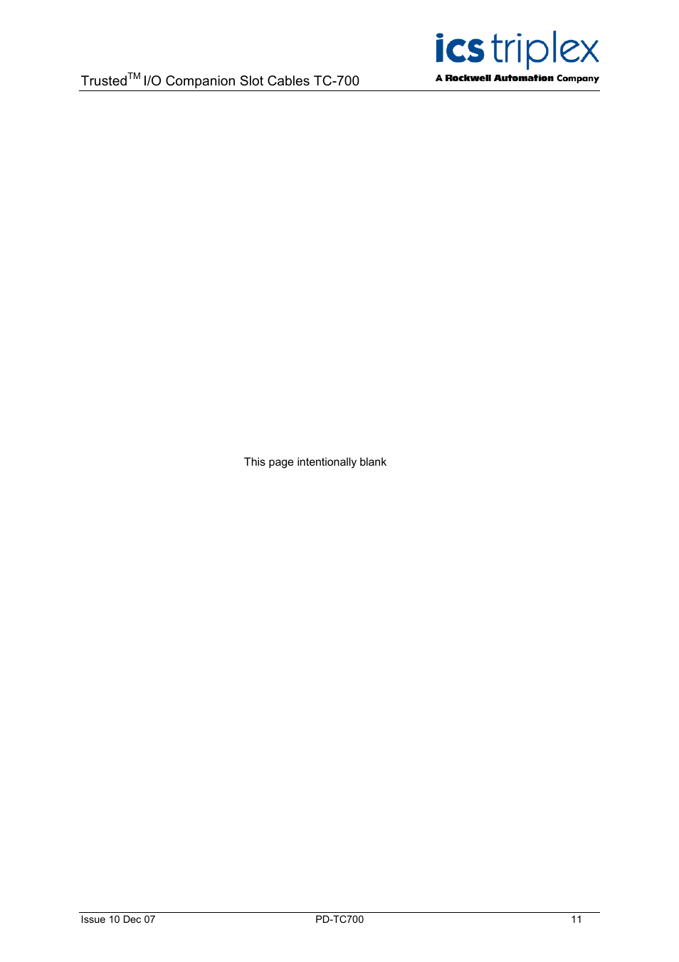 Trusted, I/o companion slot cables tc-700 | Rockwell Automation TC700 Trusted I/O Companion Slot Cable 60 Channels User Manual | Page 11 / 12