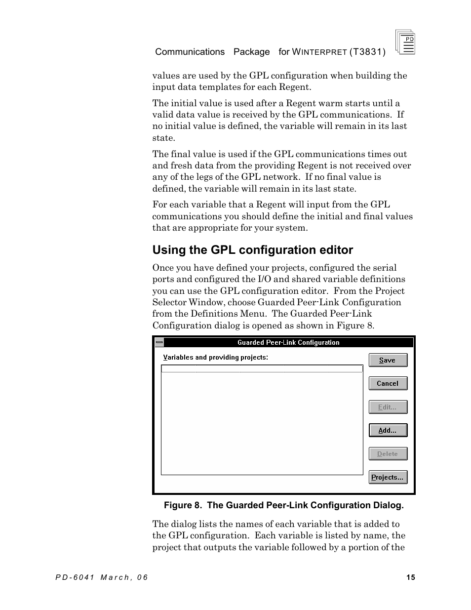 Using the gpl configuration editor | Rockwell Automation T3831 ICS Regent Communications Package for Winterpret User Manual | Page 15 / 32
