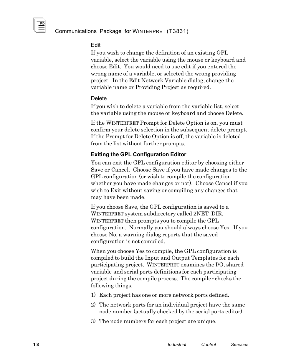 Rockwell Automation T3831 ICS Regent Communications Package for Winterpret User Manual | Page 18 / 32