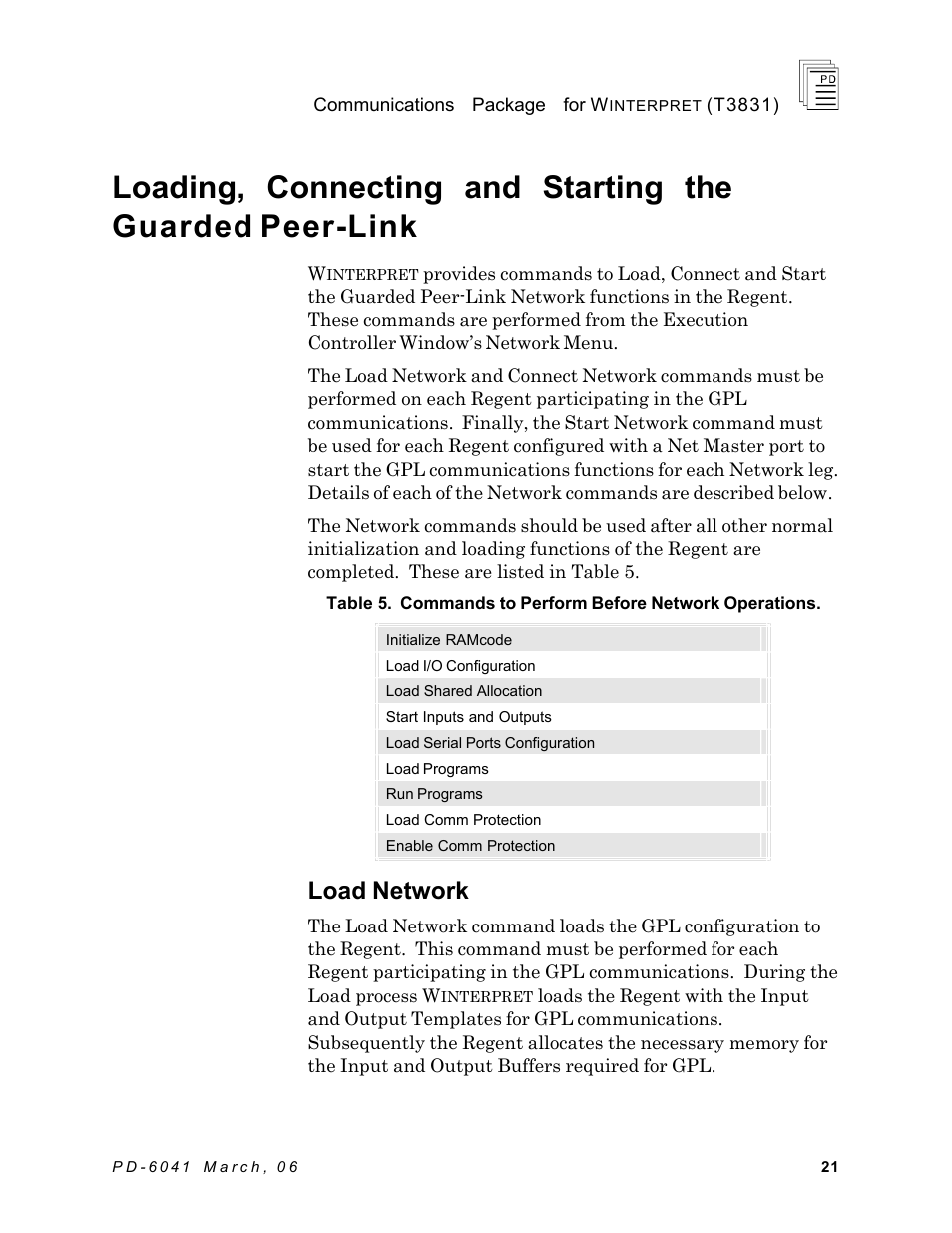 Load network | Rockwell Automation T3831 ICS Regent Communications Package for Winterpret User Manual | Page 21 / 32