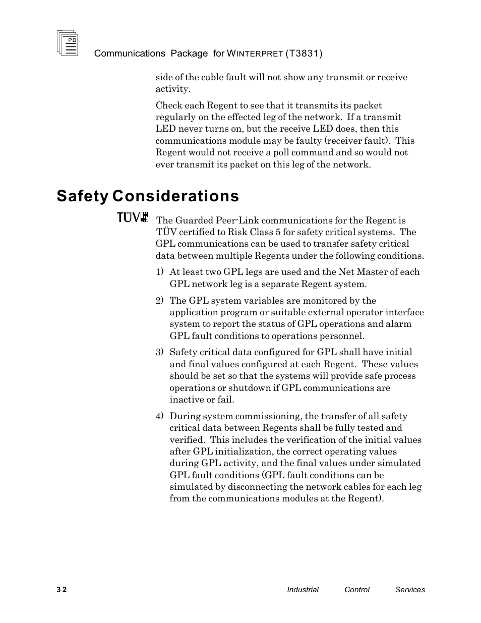 Safety considerations | Rockwell Automation T3831 ICS Regent Communications Package for Winterpret User Manual | Page 32 / 32