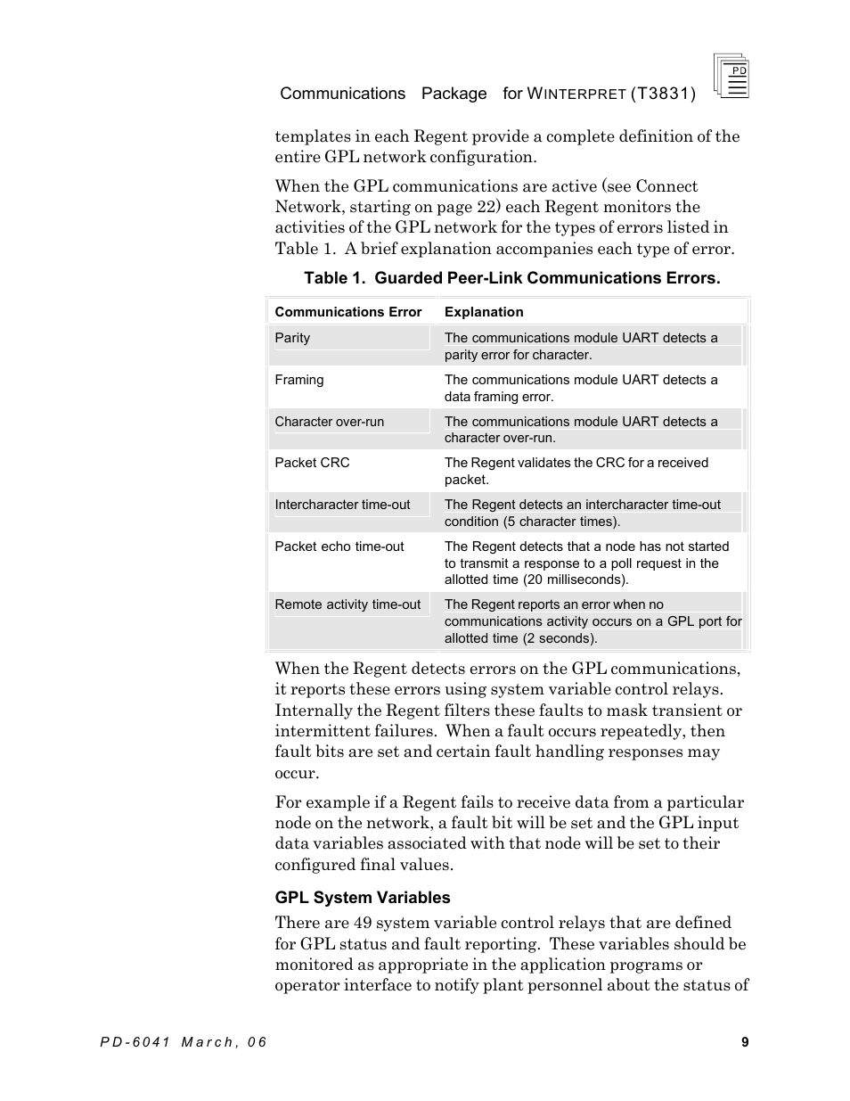 Rockwell Automation T3831 ICS Regent Communications Package for Winterpret User Manual | Page 9 / 32
