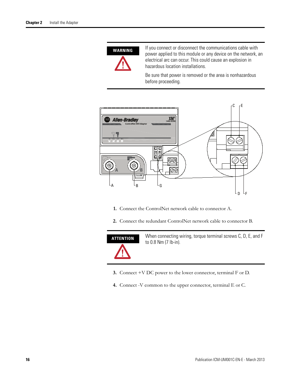 Rockwell Automation 1440-ACNR XM ControlNet Adapter User Manual | Page 16 / 48