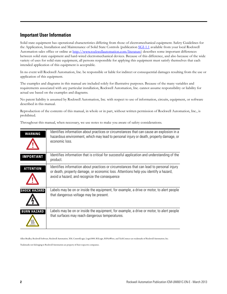 Important user information | Rockwell Automation 1440-ACNR XM ControlNet Adapter User Manual | Page 2 / 48