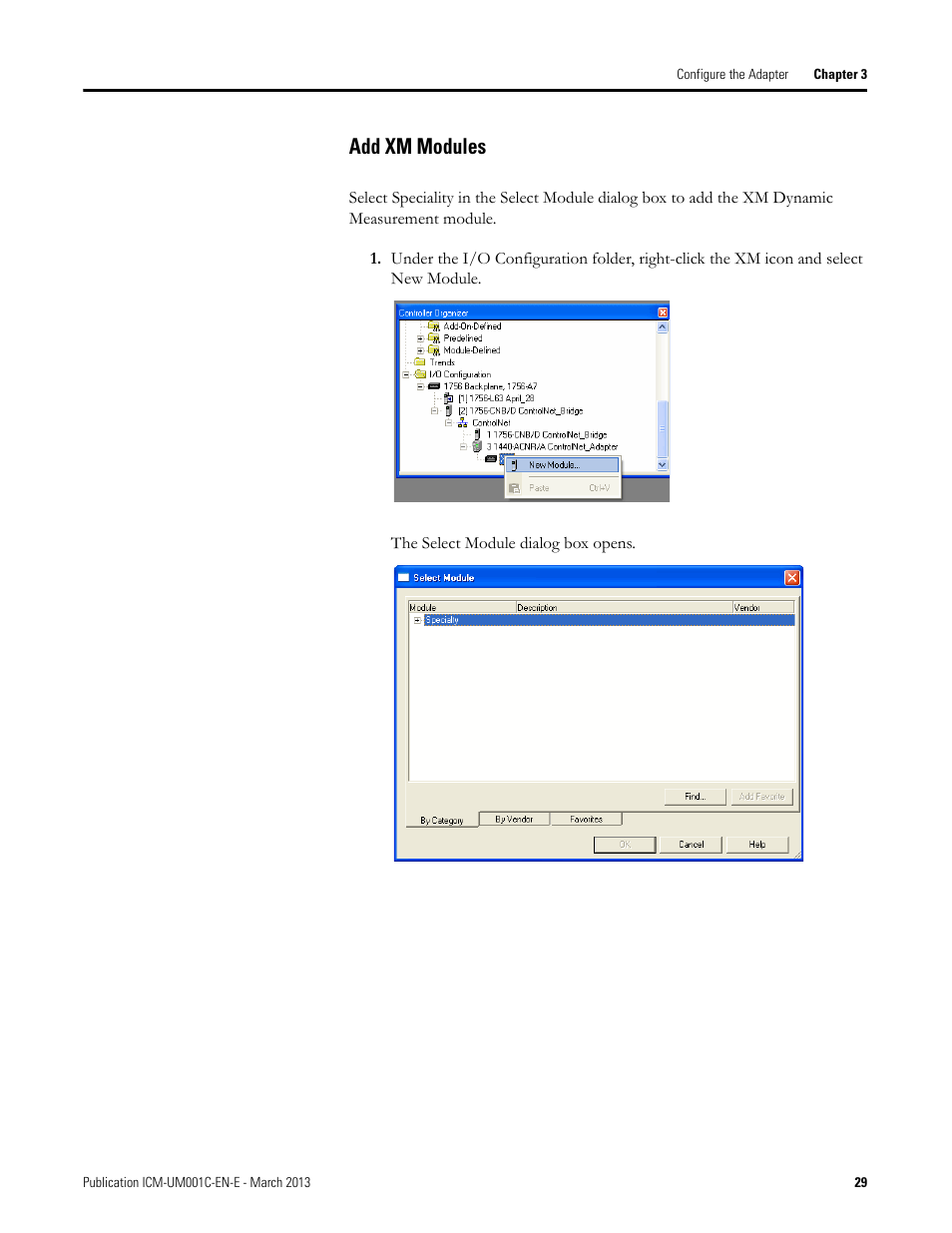 Add xm modules | Rockwell Automation 1440-ACNR XM ControlNet Adapter User Manual | Page 29 / 48