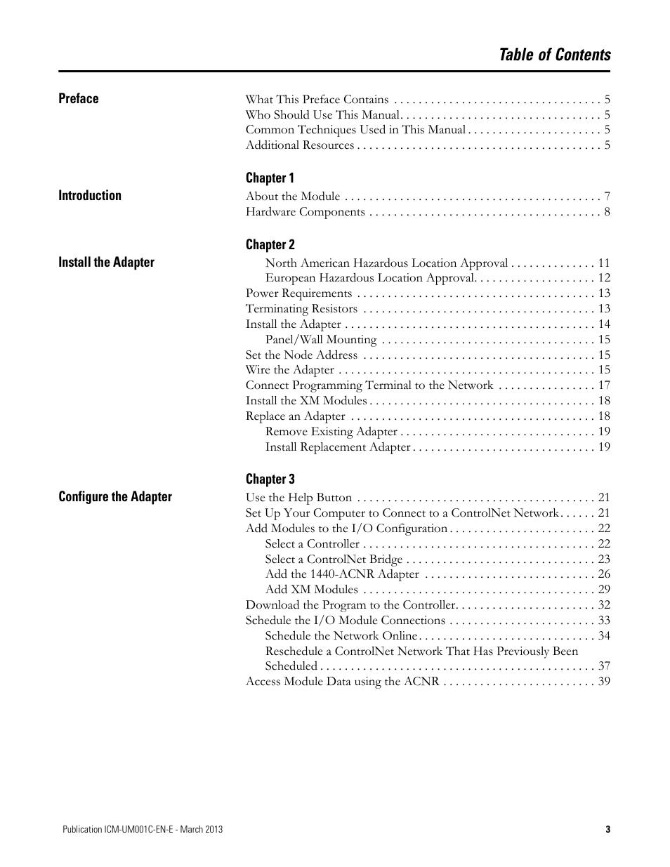 Rockwell Automation 1440-ACNR XM ControlNet Adapter User Manual | Page 3 / 48