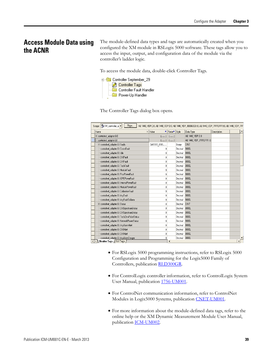 Access module data using the acnr | Rockwell Automation 1440-ACNR XM ControlNet Adapter User Manual | Page 39 / 48