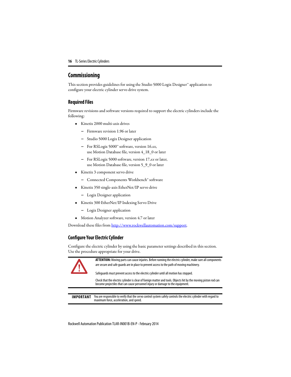 Commissioning, Required files, Configure your electric cylinder | Rockwell Automation TLAR Electric Cylinders  User Manual | Page 16 / 44