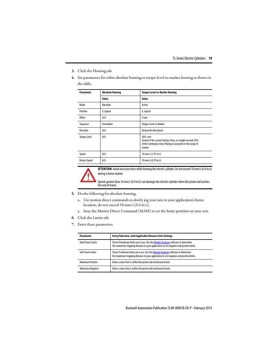Rockwell Automation TLAR Electric Cylinders  User Manual | Page 19 / 44