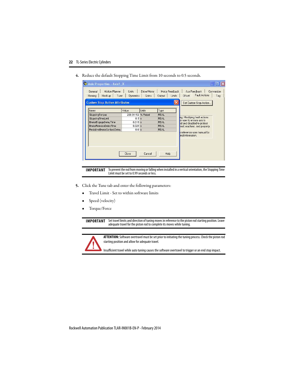 Rockwell Automation TLAR Electric Cylinders  User Manual | Page 22 / 44