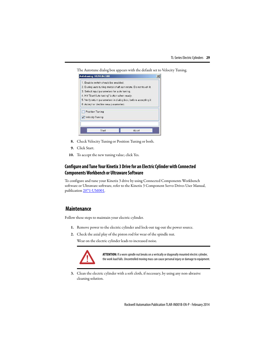 Maintenance | Rockwell Automation TLAR Electric Cylinders  User Manual | Page 29 / 44