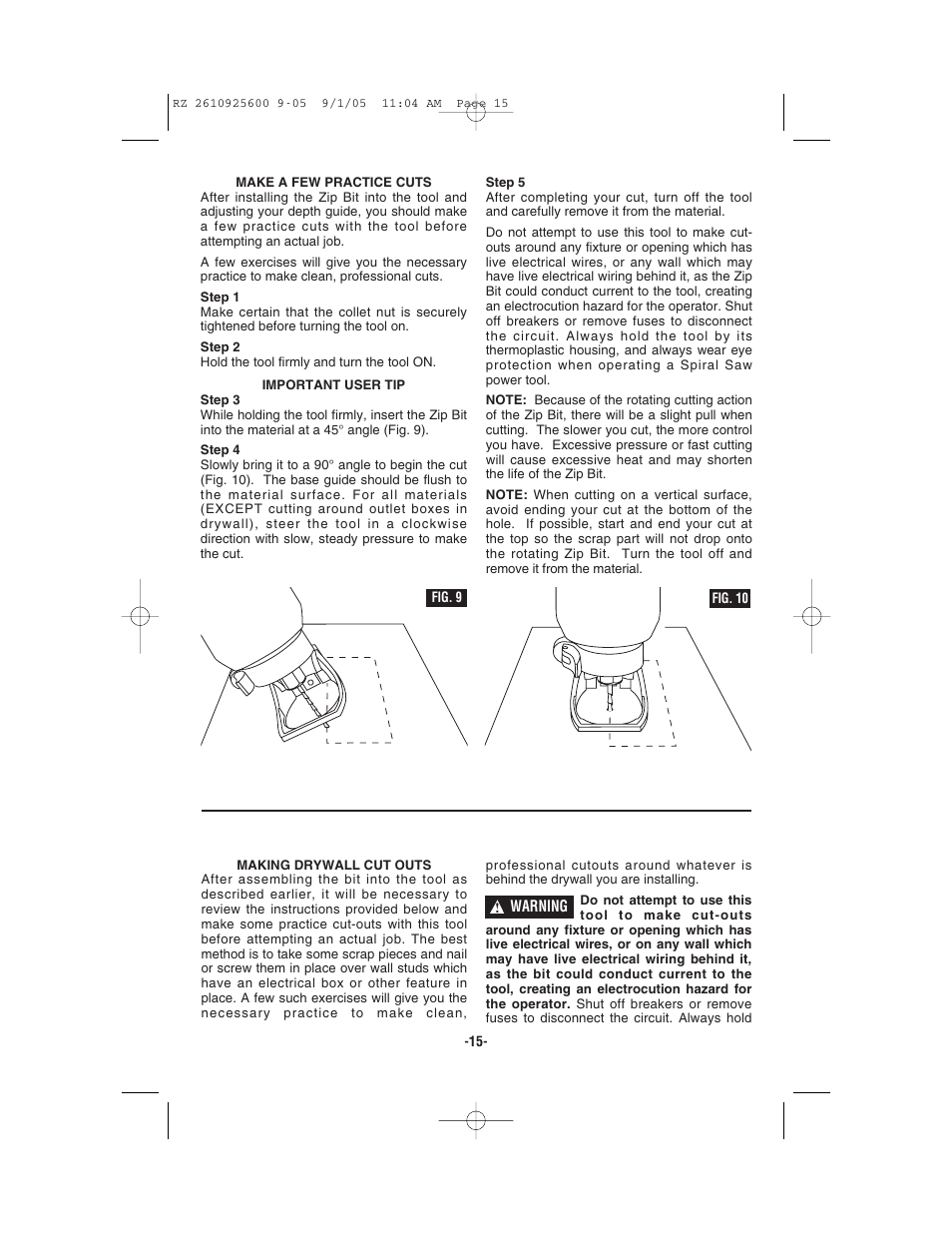 Bosch ROTOZIP RZ18V User Manual | Page 15 / 64