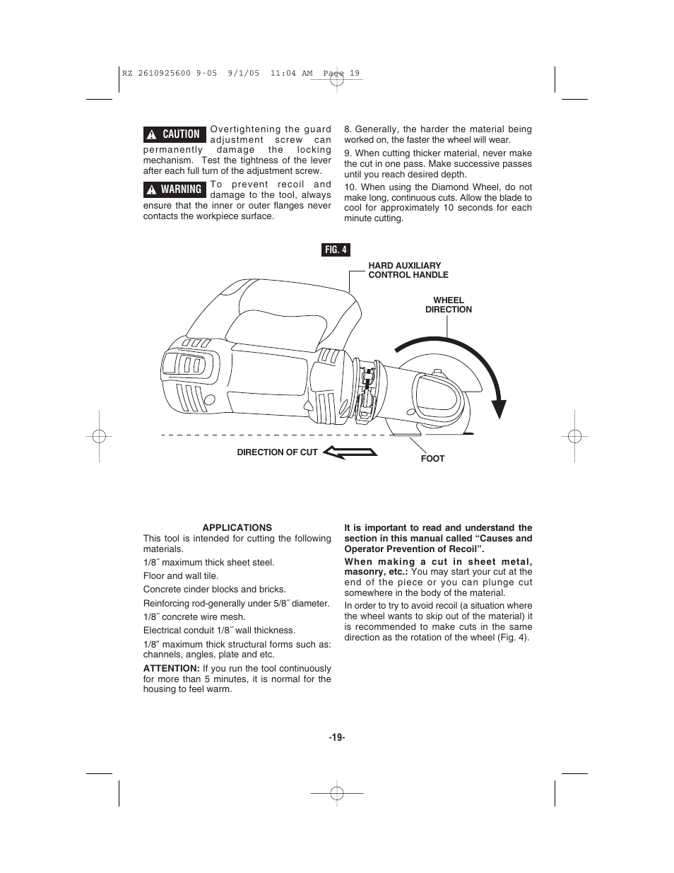 Bosch ROTOZIP RZ18V User Manual | Page 19 / 64