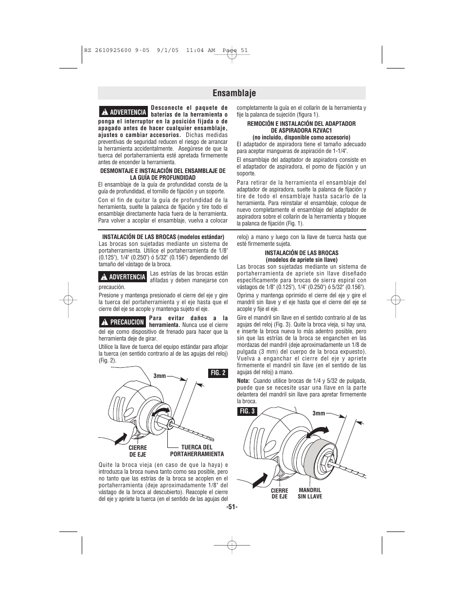 Ensamblaje | Bosch ROTOZIP RZ18V User Manual | Page 51 / 64