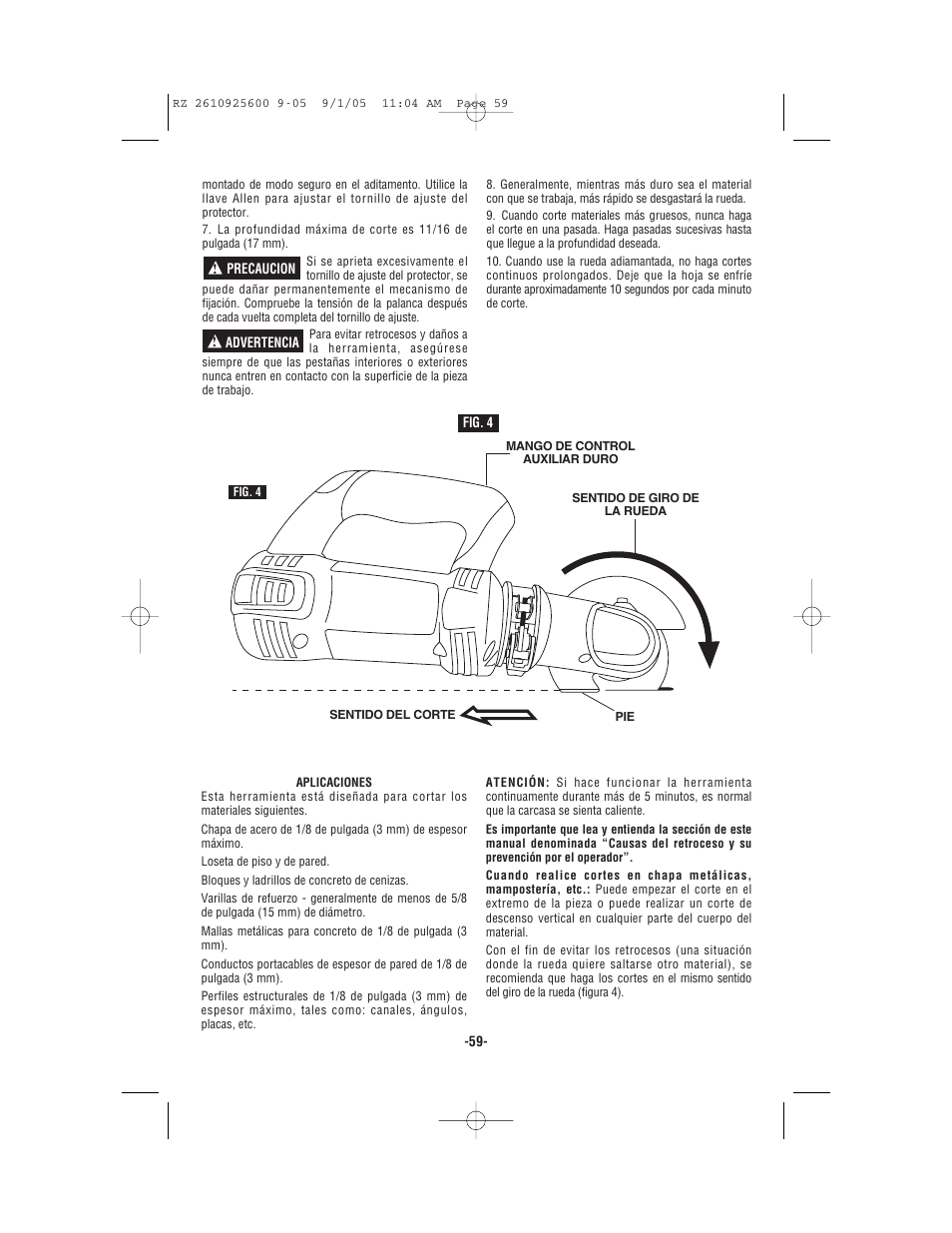 Bosch ROTOZIP RZ18V User Manual | Page 59 / 64