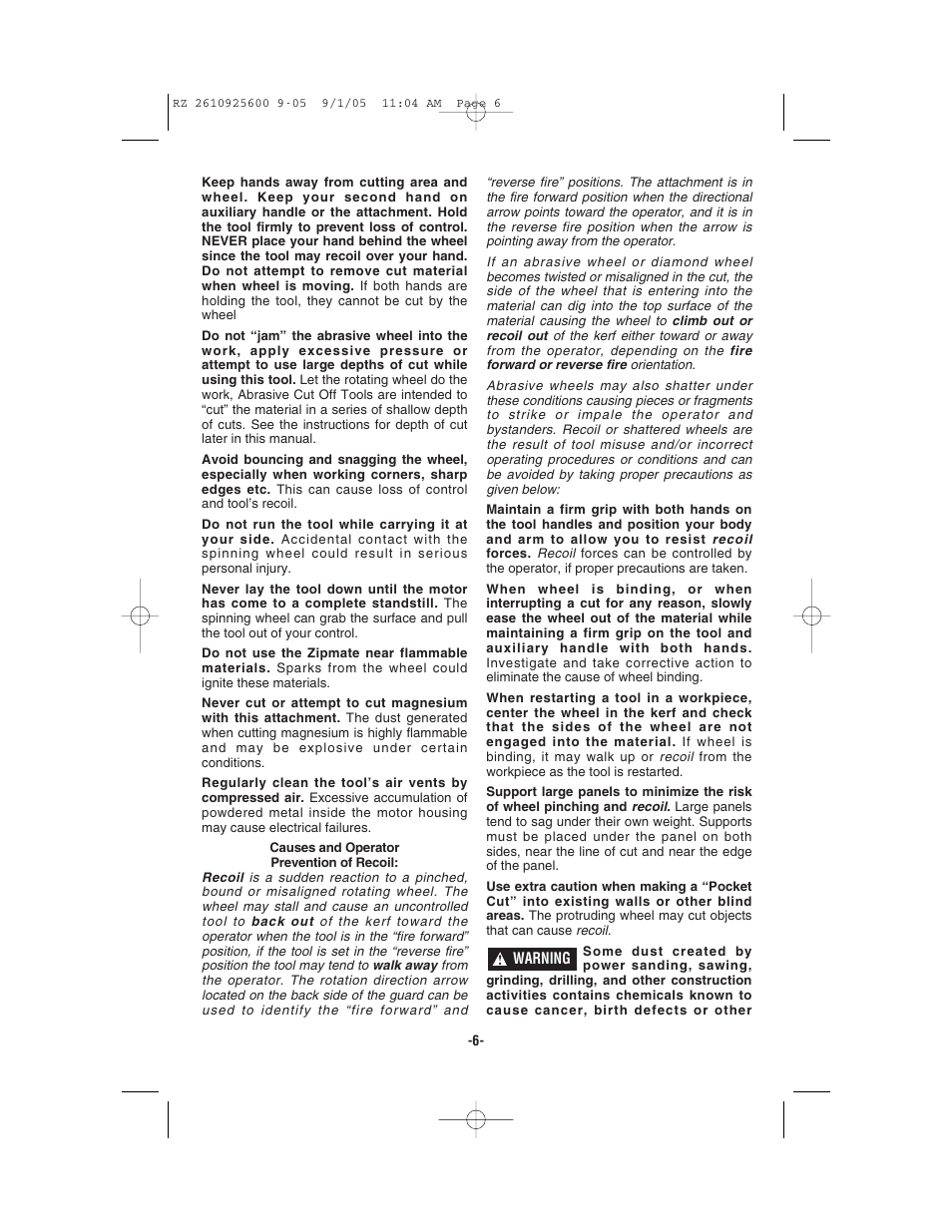 Bosch ROTOZIP RZ18V User Manual | Page 6 / 64