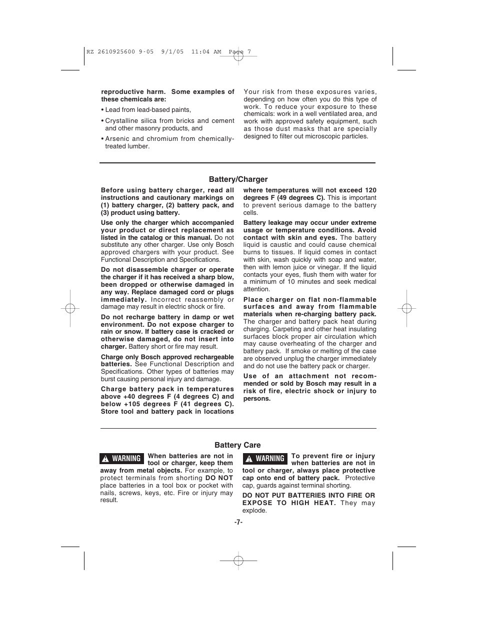 Bosch ROTOZIP RZ18V User Manual | Page 7 / 64