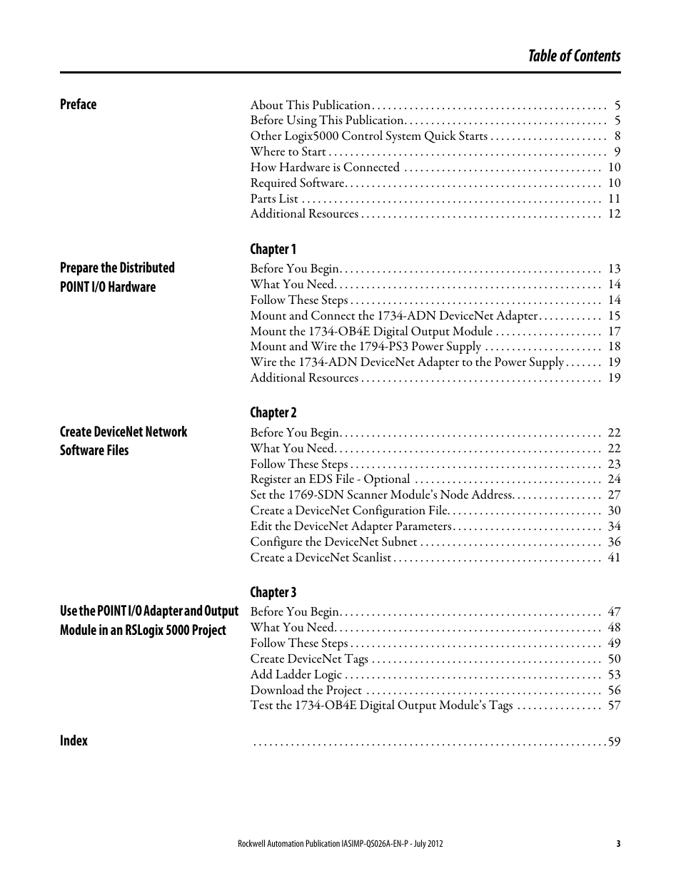 Rockwell Automation Logix5000 Control Systems: Connect POINT I/O Modules over a DeviceNet Network Quick Start User Manual | Page 3 / 62