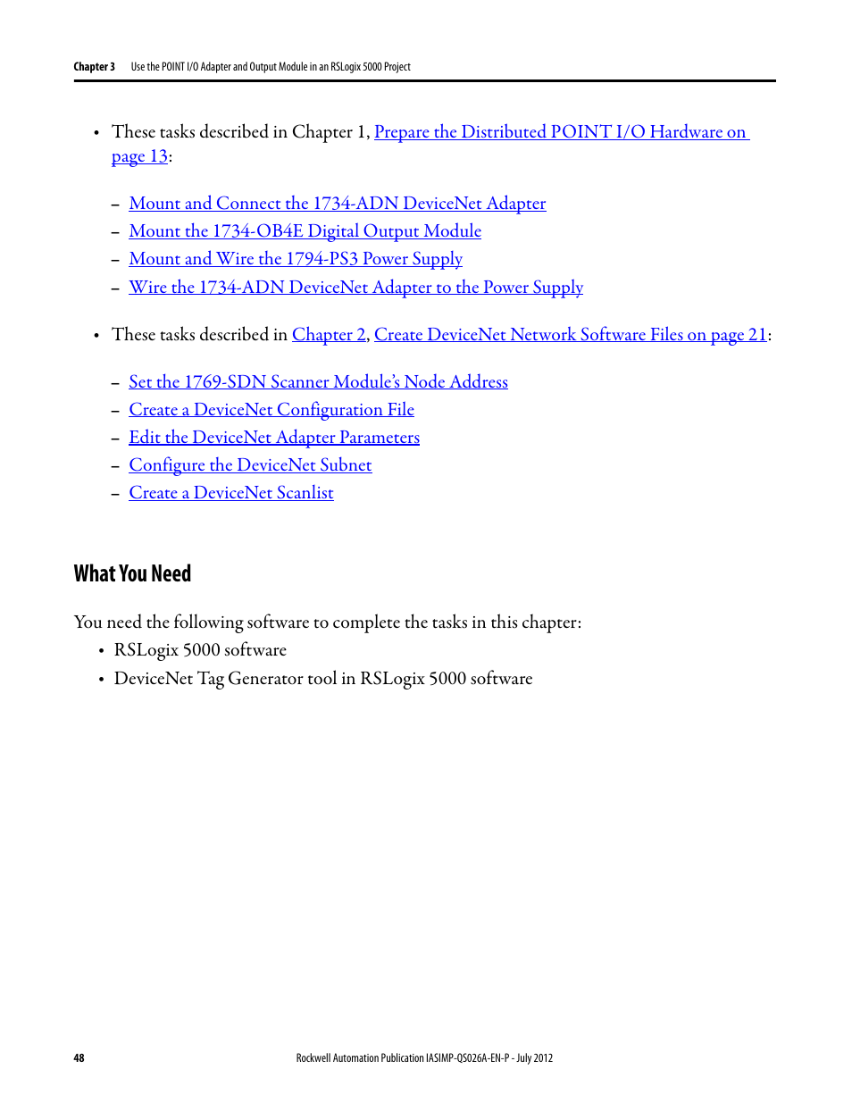 What you need | Rockwell Automation Logix5000 Control Systems: Connect POINT I/O Modules over a DeviceNet Network Quick Start User Manual | Page 48 / 62