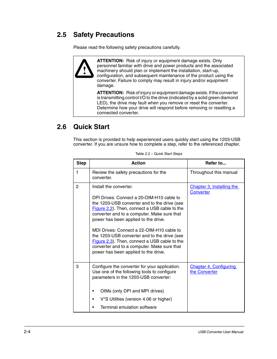 Safety precautions -4, Quick start -4, 5 safety precautions | 6 quick start | Rockwell Automation 1203-USB USB Converter  (Same as DRIVES-UM001) Out of synch with AB version. User Manual | Page 10 / 76