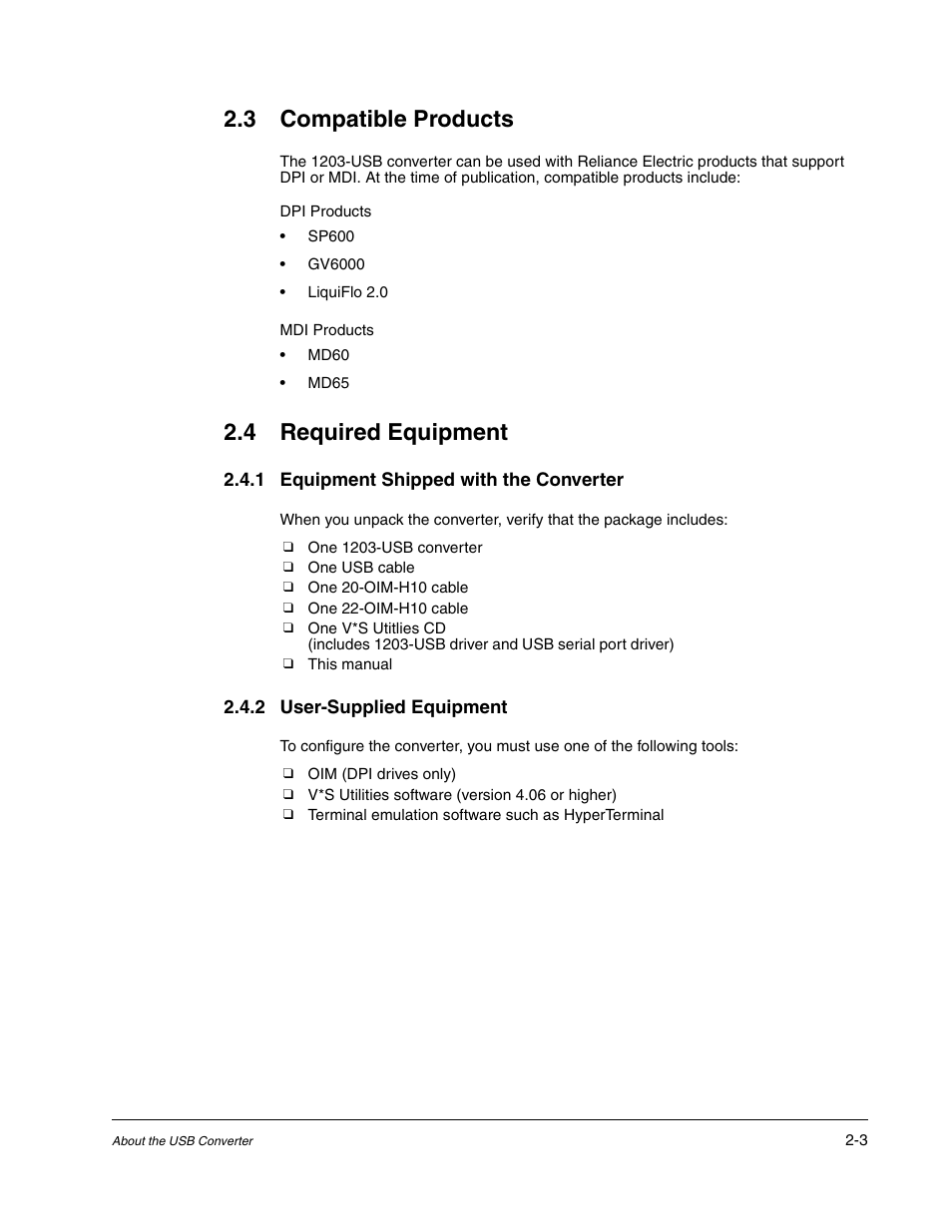 Compatible products -3, Required equipment -3, 3 compatible products | 4 required equipment | Rockwell Automation 1203-USB USB Converter  (Same as DRIVES-UM001) Out of synch with AB version. User Manual | Page 9 / 76