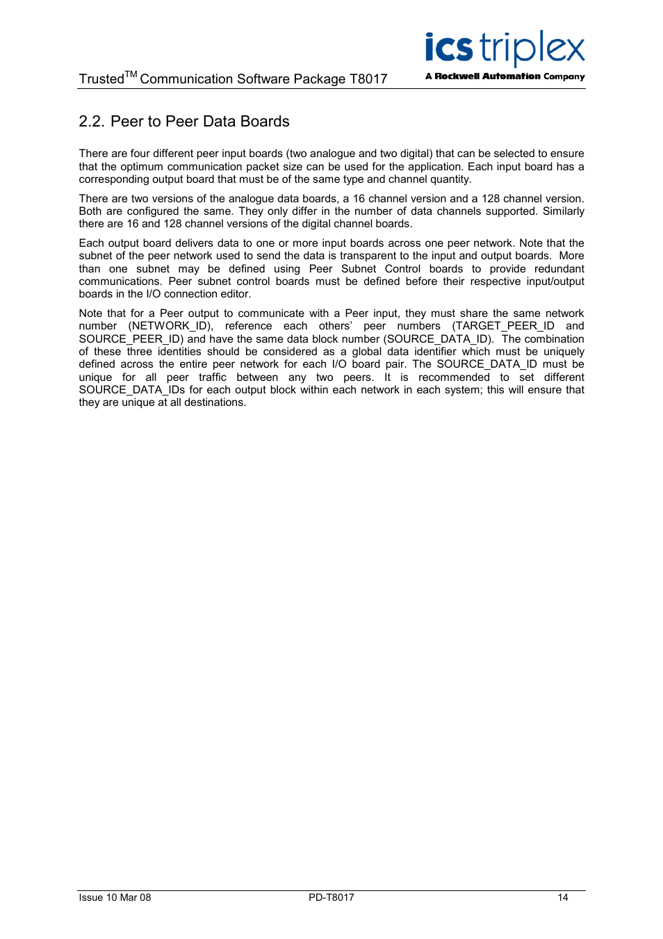 Peer to peer data boards | Rockwell Automation T8017 Trusted Peer to Peer Communications User Manual | Page 14 / 46