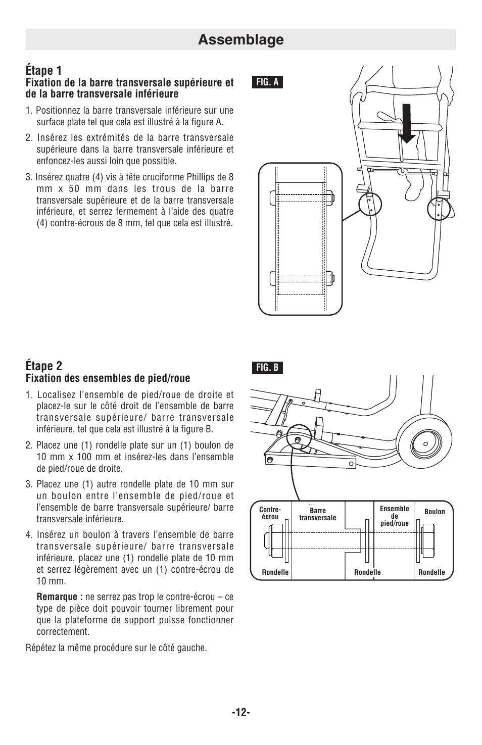 Assemblage, Étape 2, Étape 1 | Bosch TS2000 User Manual | Page 12 / 28