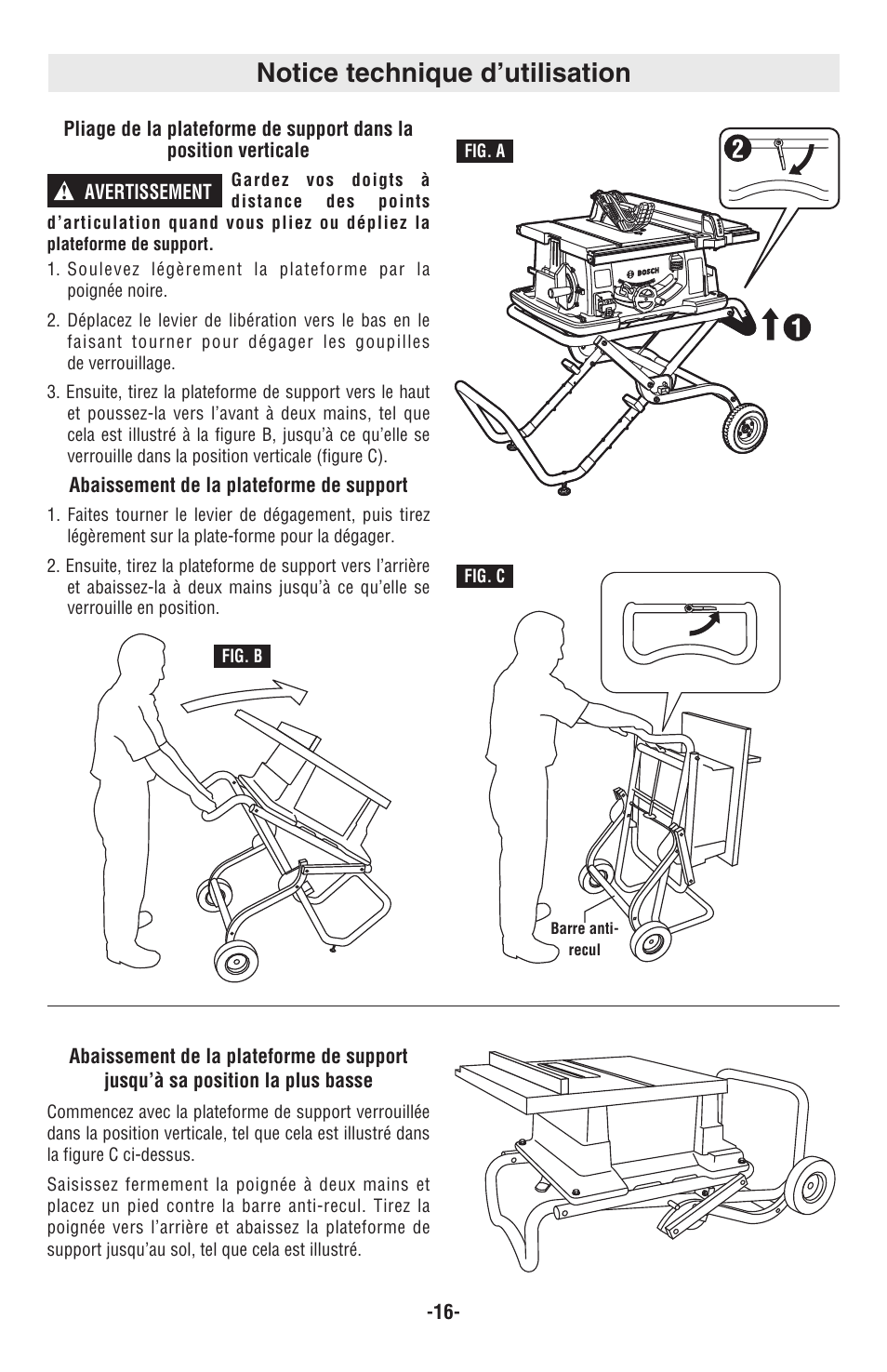 Notice technique d’utilisation | Bosch TS2000 User Manual | Page 16 / 28