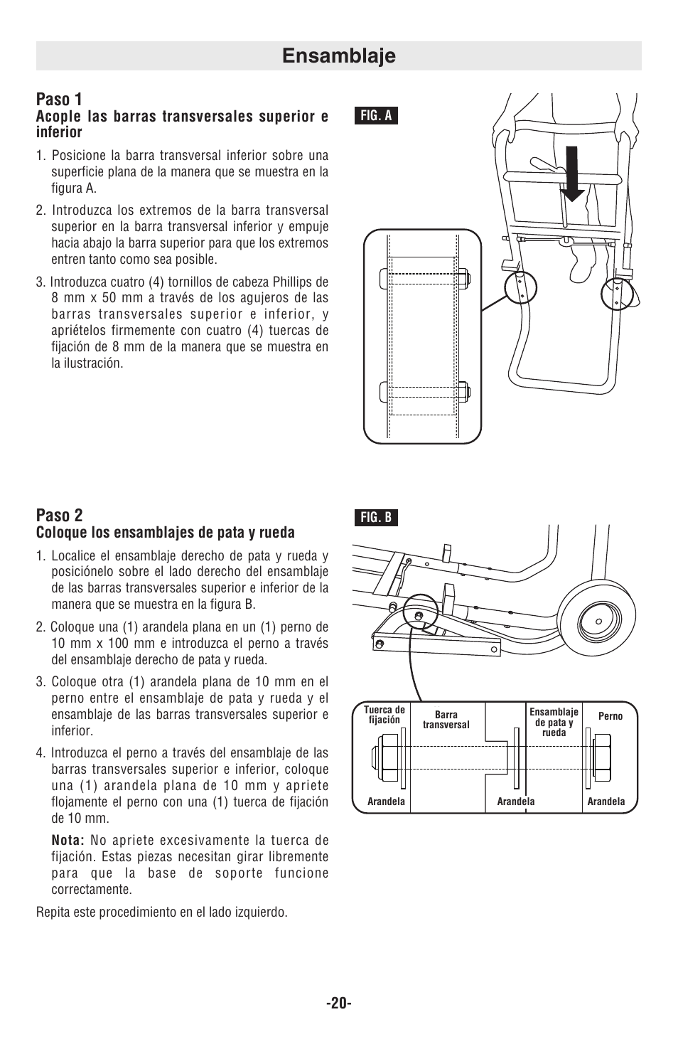 Ensamblaje, Paso 1, Paso 2 | Bosch TS2000 User Manual | Page 20 / 28