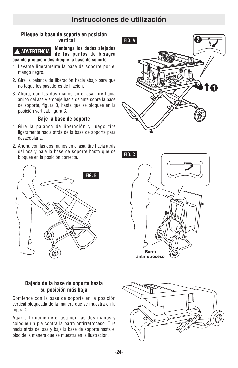 Instrucciones de utilización | Bosch TS2000 User Manual | Page 24 / 28