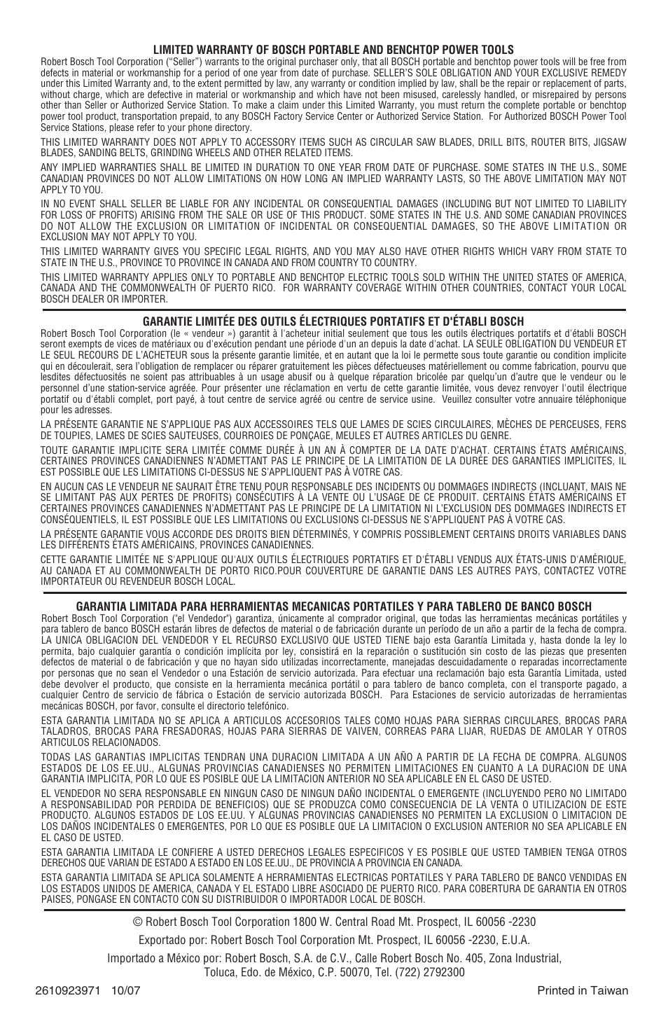 Bosch TS2000 User Manual | Page 28 / 28