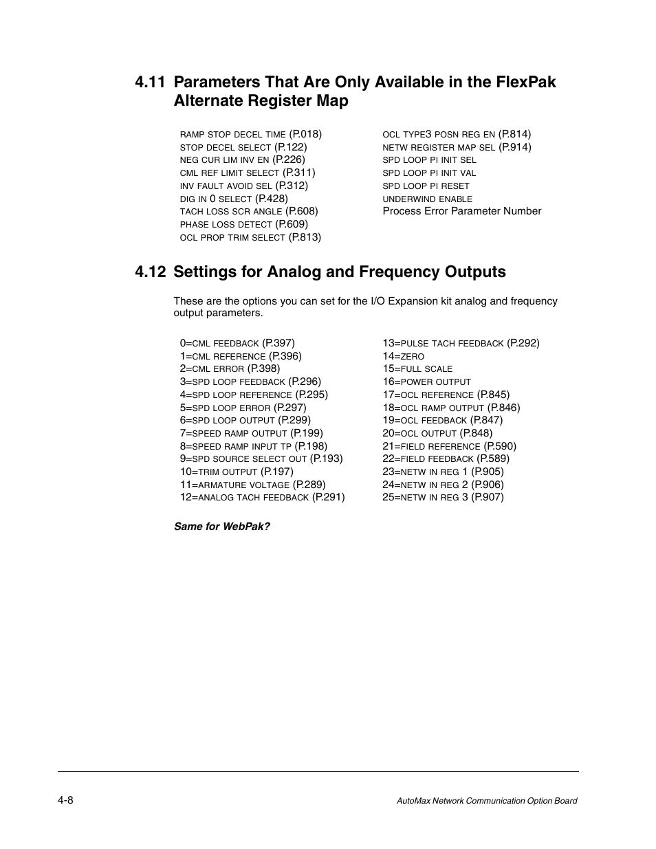 12 settings for analog and frequency outputs | Rockwell Automation FlexPak/WebPak 3000 DC Drive AutoMax Network Communication Board User Manual | Page 30 / 108