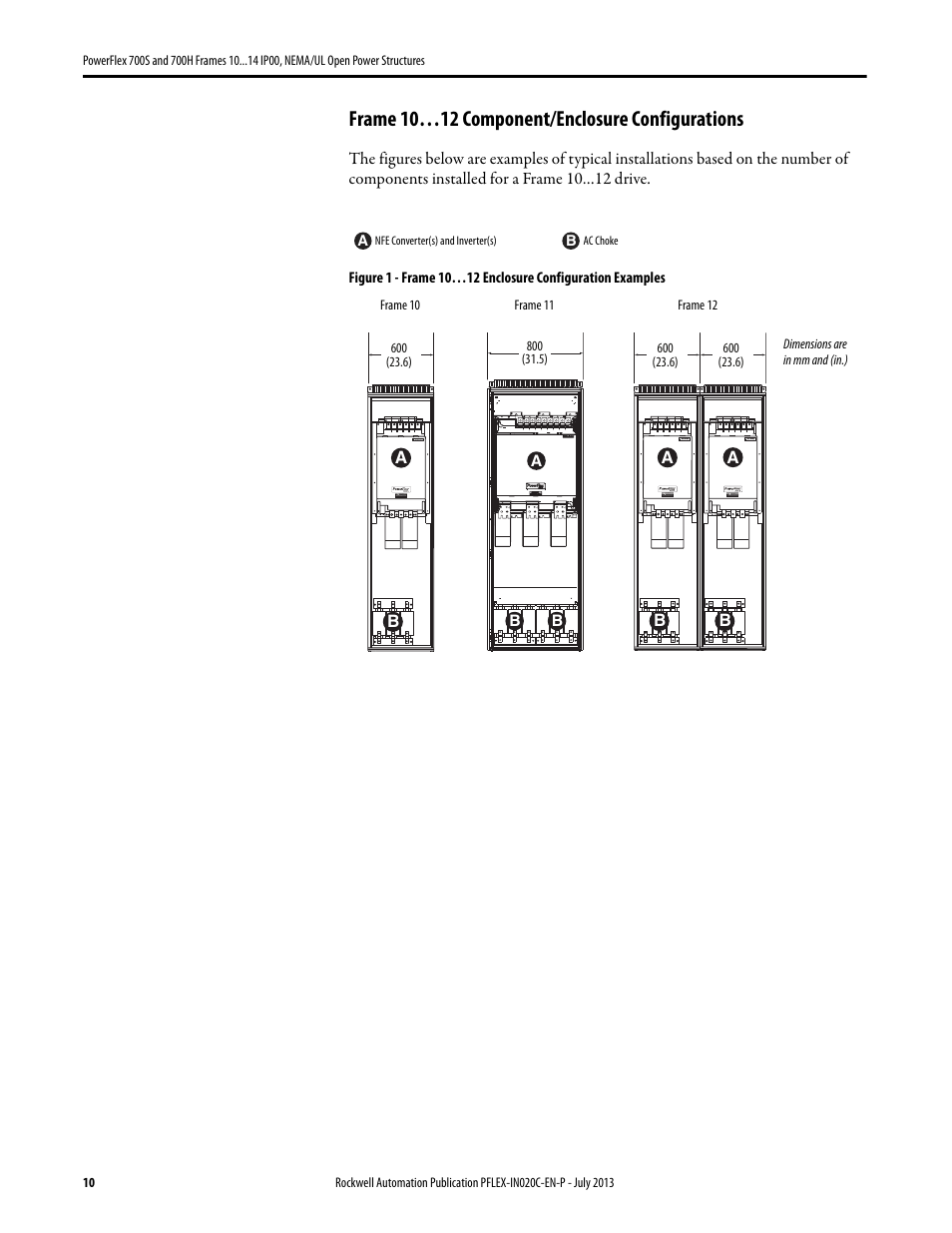 Frame 10…12 component/enclosure configurations | Rockwell Automation 20D PowerFlex 700S/700H Frames 10...14 IP00, NEMA/UL Open Power Structures User Manual | Page 10 / 64