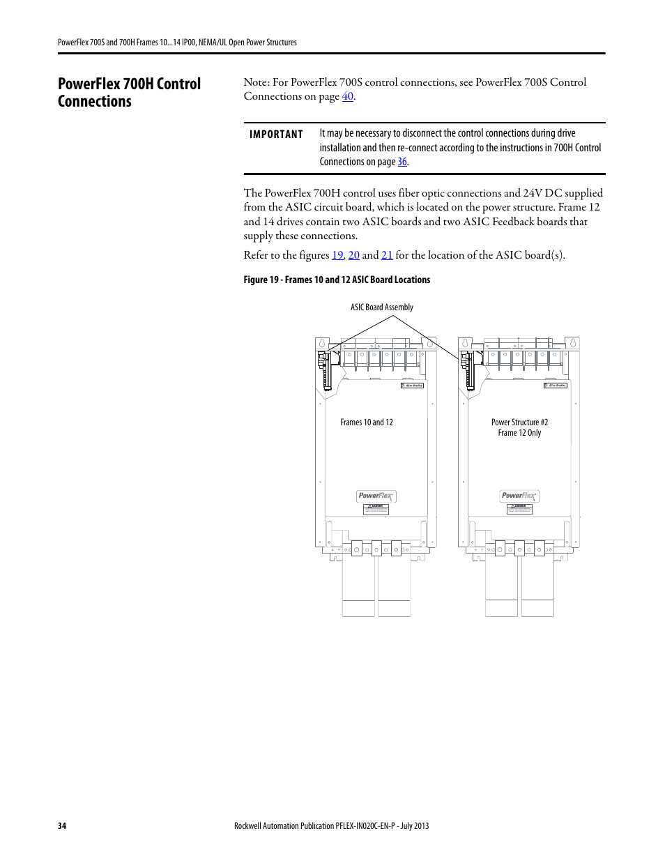 Powerflex 700h control connections | Rockwell Automation 20D PowerFlex 700S/700H Frames 10...14 IP00, NEMA/UL Open Power Structures User Manual | Page 34 / 64