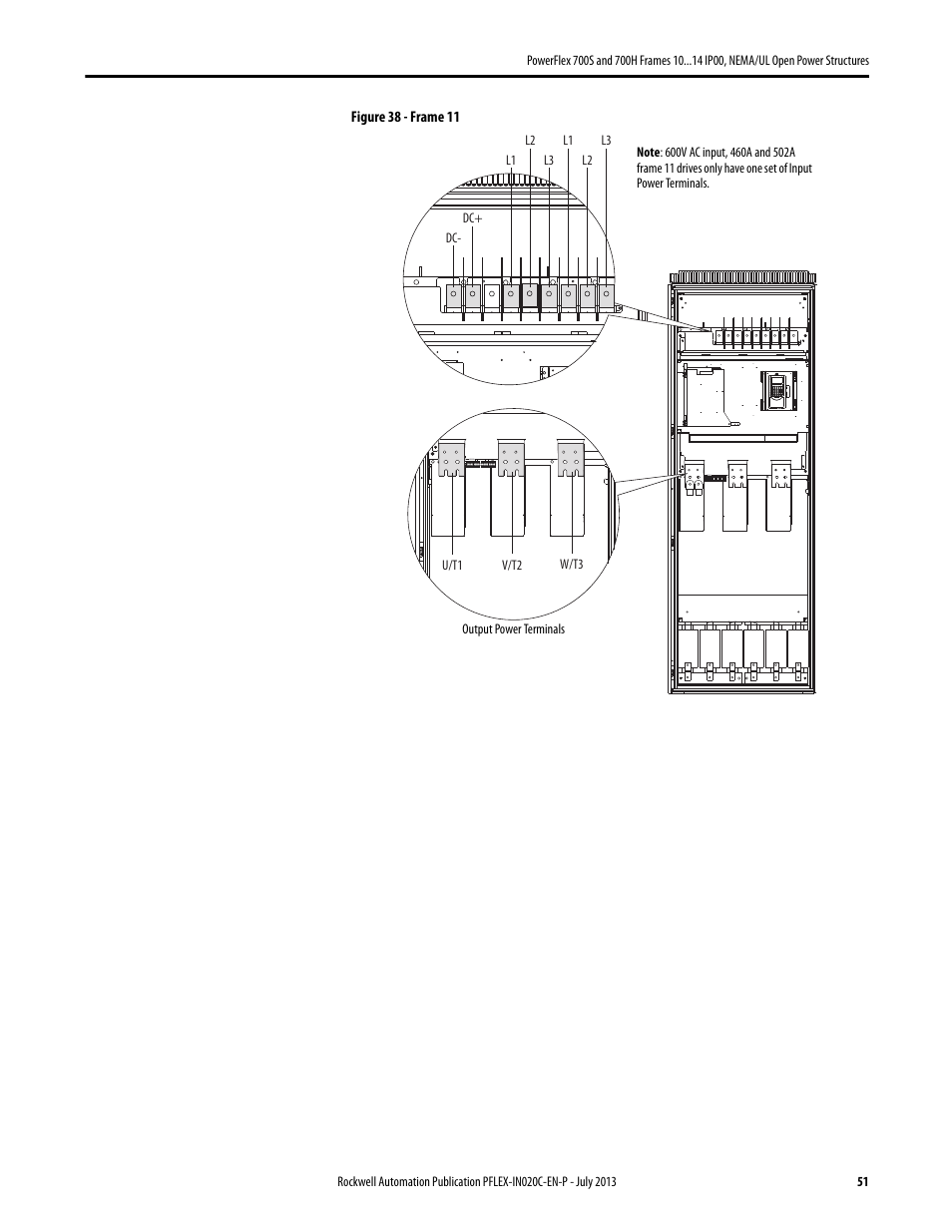 Rockwell Automation 20D PowerFlex 700S/700H Frames 10...14 IP00, NEMA/UL Open Power Structures User Manual | Page 51 / 64