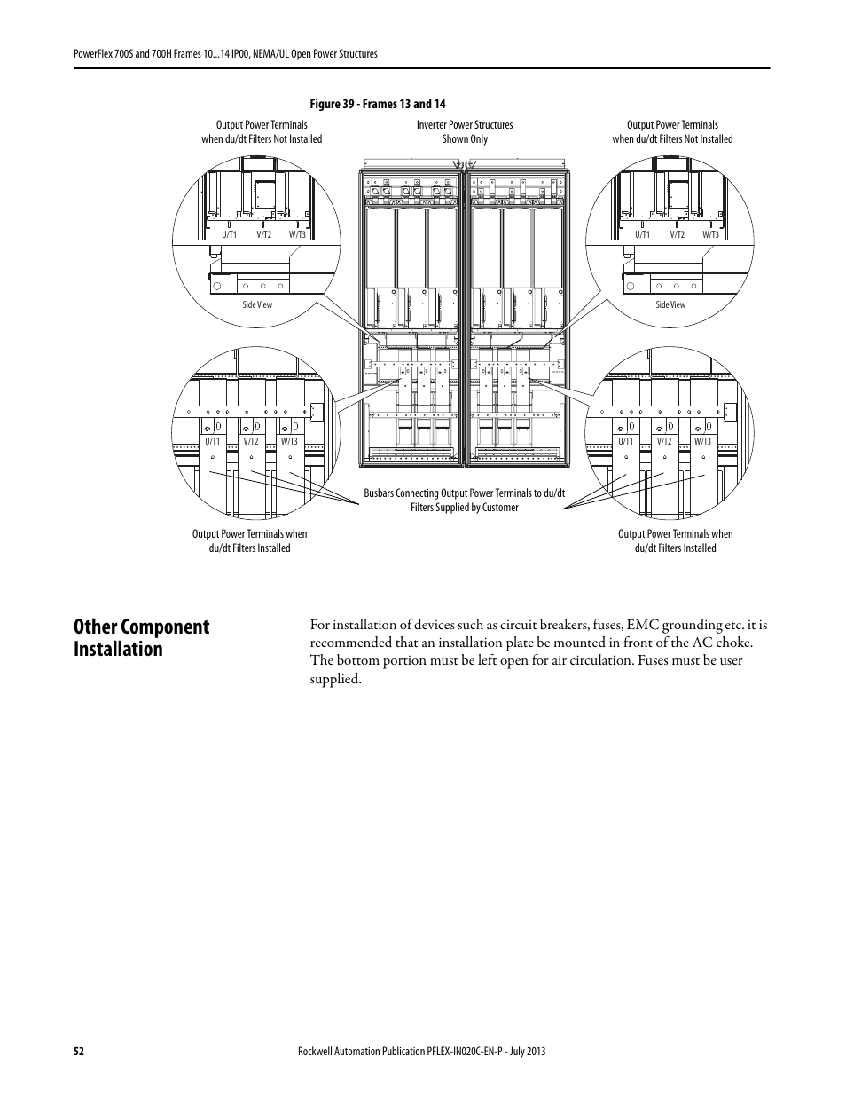 Other component installation | Rockwell Automation 20D PowerFlex 700S/700H Frames 10...14 IP00, NEMA/UL Open Power Structures User Manual | Page 52 / 64