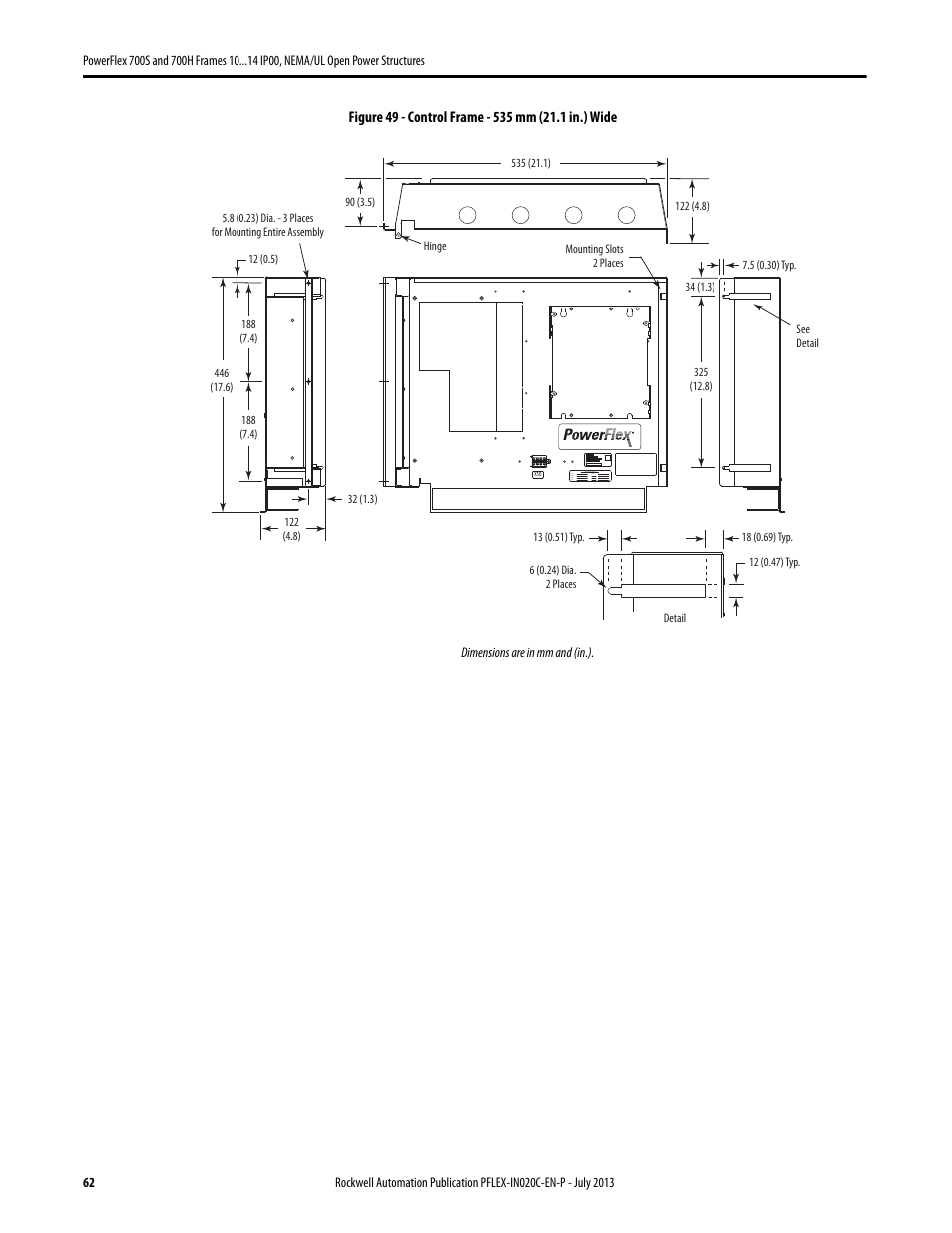 Rockwell Automation 20D PowerFlex 700S/700H Frames 10...14 IP00, NEMA/UL Open Power Structures User Manual | Page 62 / 64