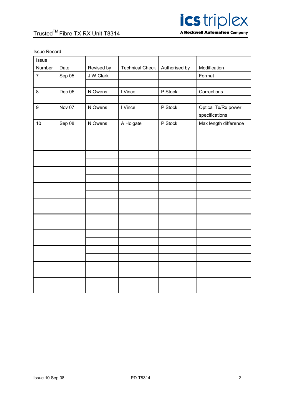 Trusted, Fibre tx rx unit t8314 | Rockwell Automation T8314 Trusted Fibre TR/TX Unit User Manual | Page 2 / 14