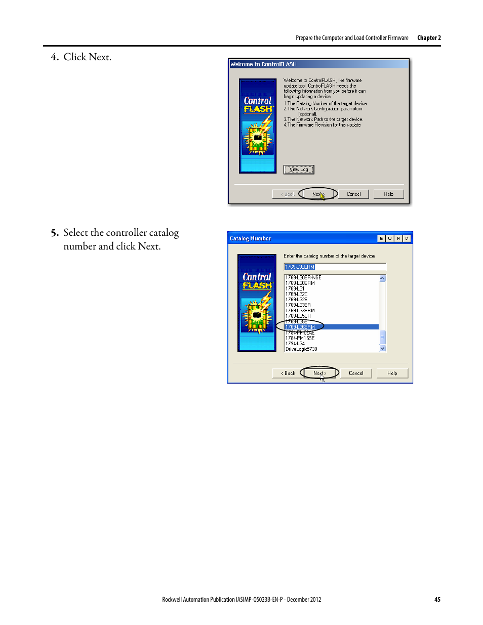 Rockwell Automation 1769-L30ER_L30ERM_L30ER-NSE_L33ERM_L33ER_L36ERM CompactLogix 5370 L3 Controllers Quick Start User Manual | Page 45 / 88