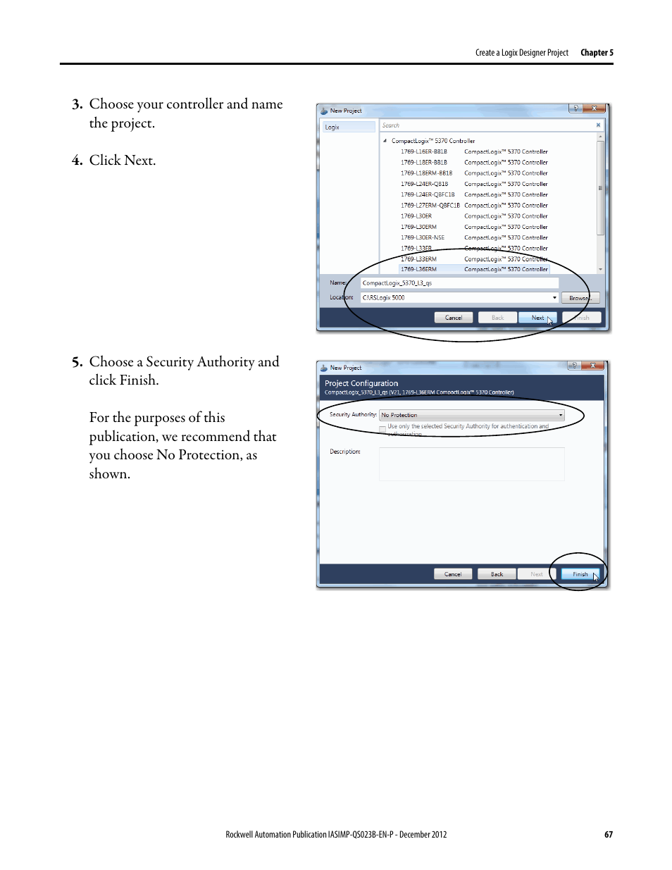 Rockwell Automation 1769-L30ER_L30ERM_L30ER-NSE_L33ERM_L33ER_L36ERM CompactLogix 5370 L3 Controllers Quick Start User Manual | Page 67 / 88