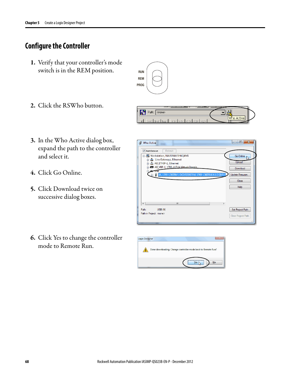 Configure the controller | Rockwell Automation 1769-L30ER_L30ERM_L30ER-NSE_L33ERM_L33ER_L36ERM CompactLogix 5370 L3 Controllers Quick Start User Manual | Page 68 / 88