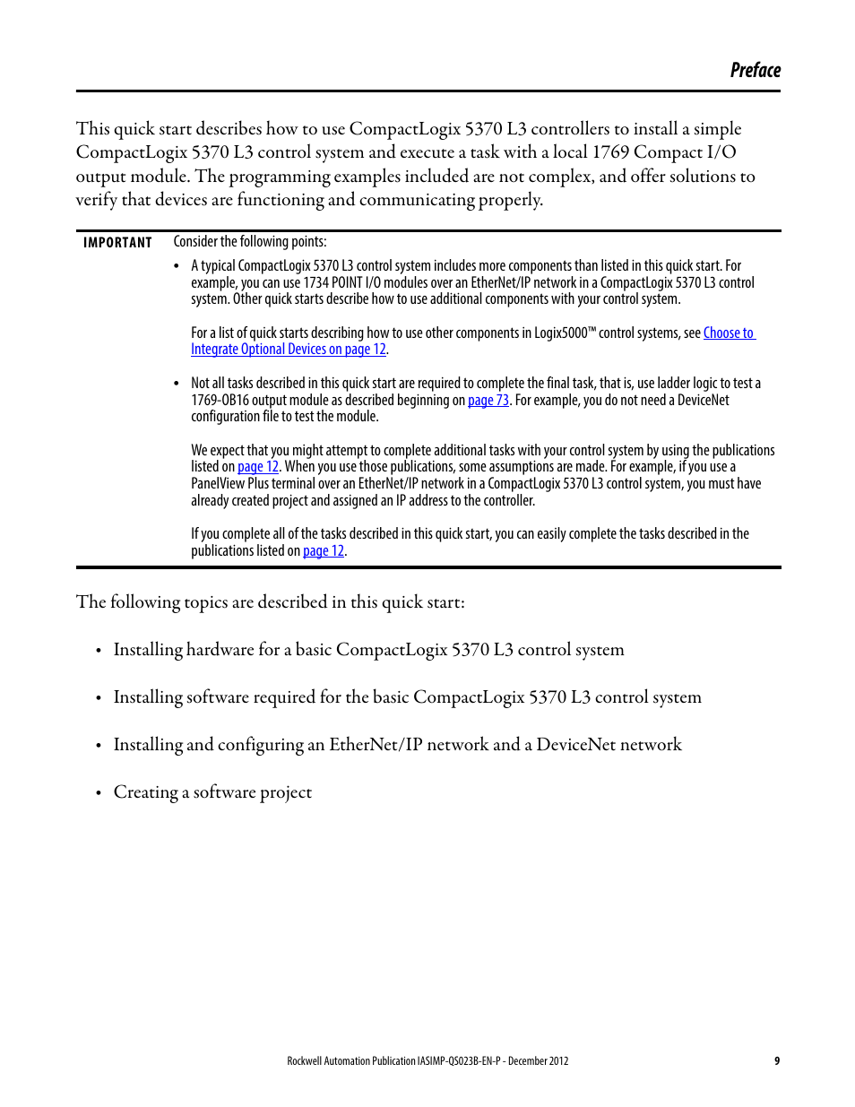 Preface | Rockwell Automation 1769-L30ER_L30ERM_L30ER-NSE_L33ERM_L33ER_L36ERM CompactLogix 5370 L3 Controllers Quick Start User Manual | Page 9 / 88