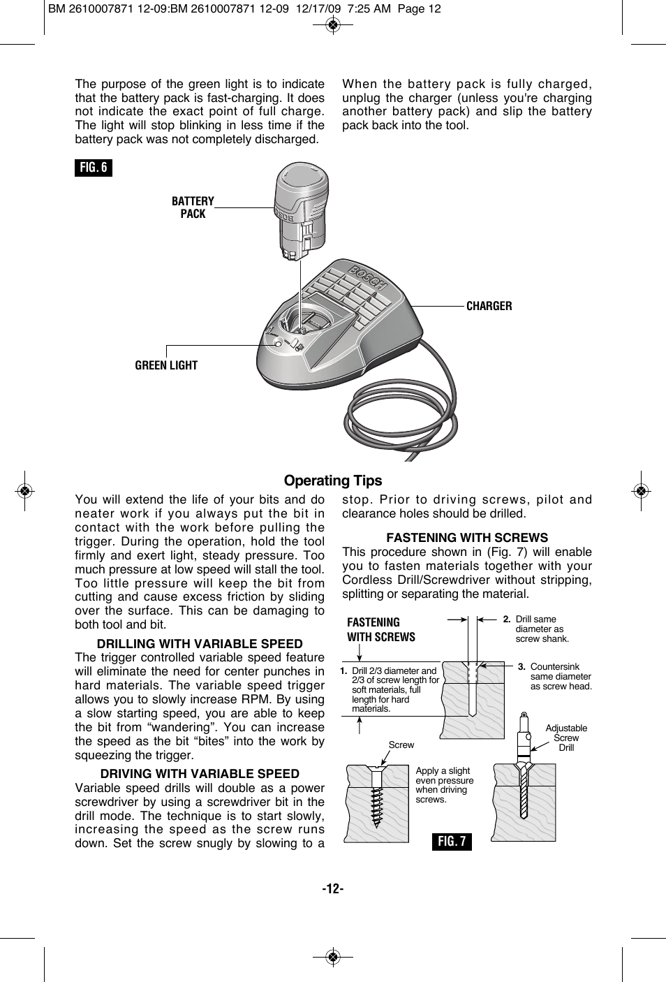 Operating tips | Bosch PS21 User Manual | Page 12 / 44