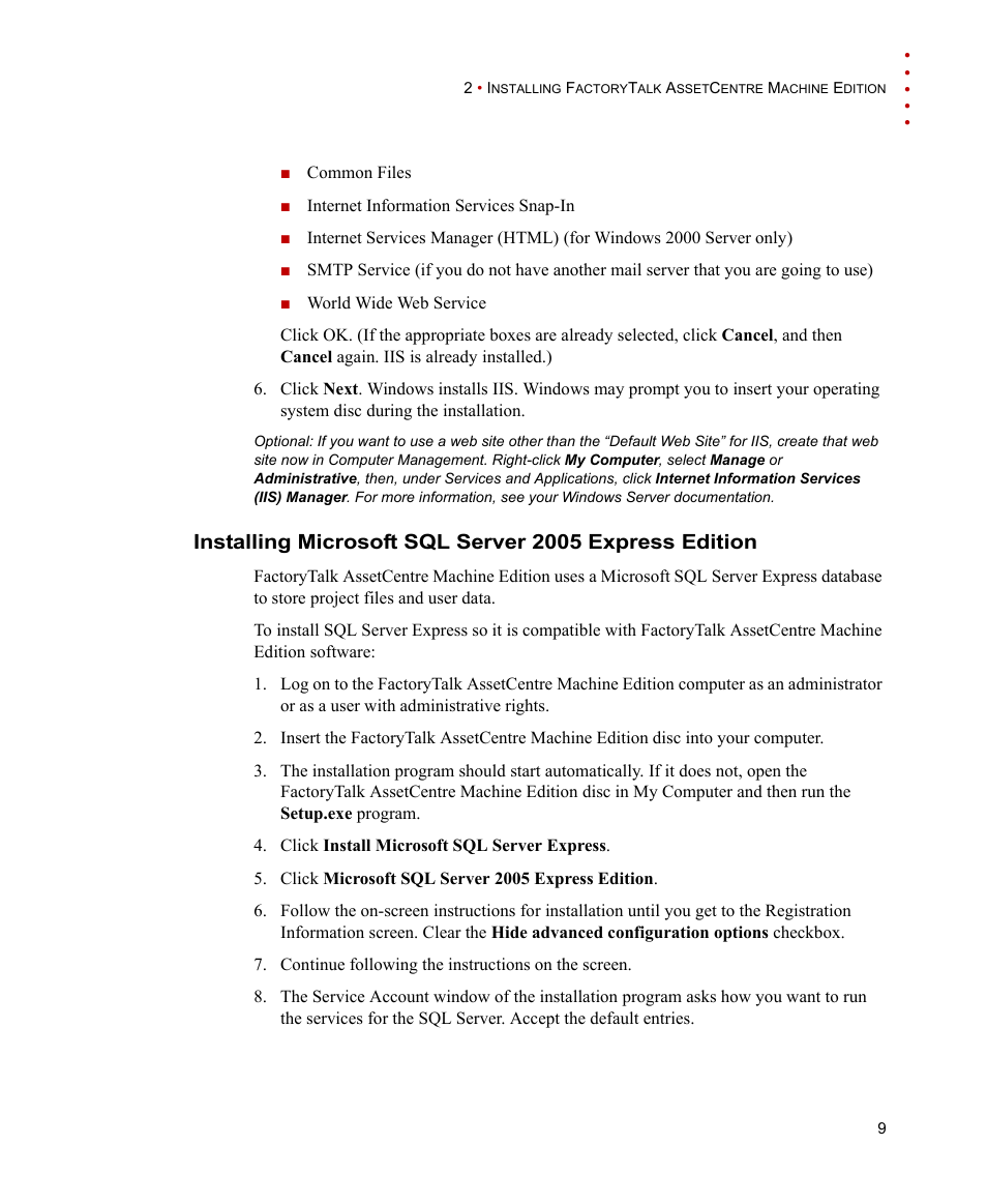 Rockwell Automation FactoryTalk AssetCentre Machine Edition Installation Manual User Manual | Page 13 / 44