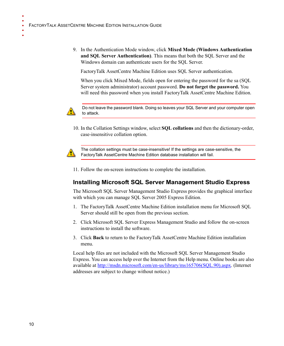 Rockwell Automation FactoryTalk AssetCentre Machine Edition Installation Manual User Manual | Page 14 / 44