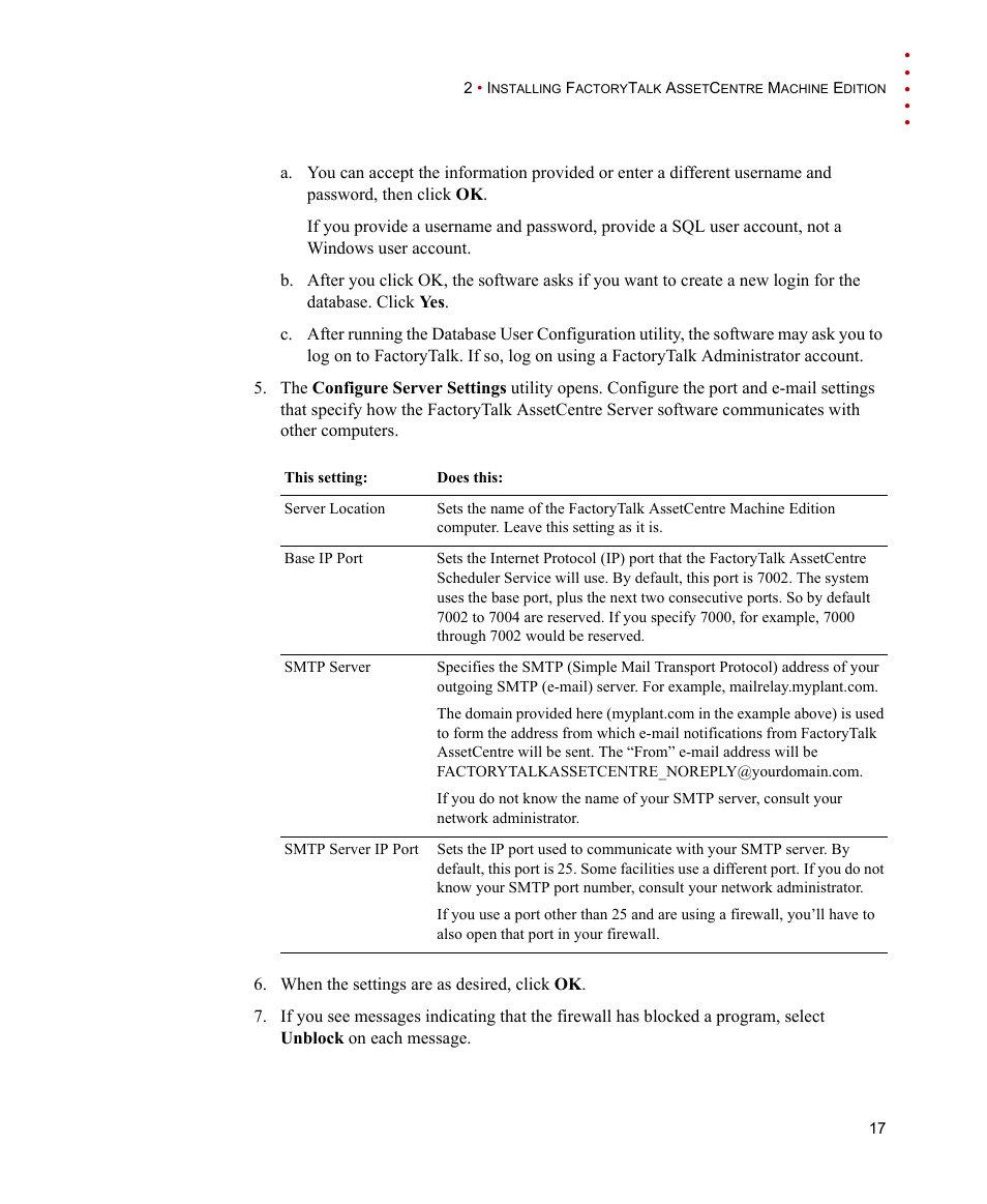 Rockwell Automation FactoryTalk AssetCentre Machine Edition Installation Manual User Manual | Page 21 / 44