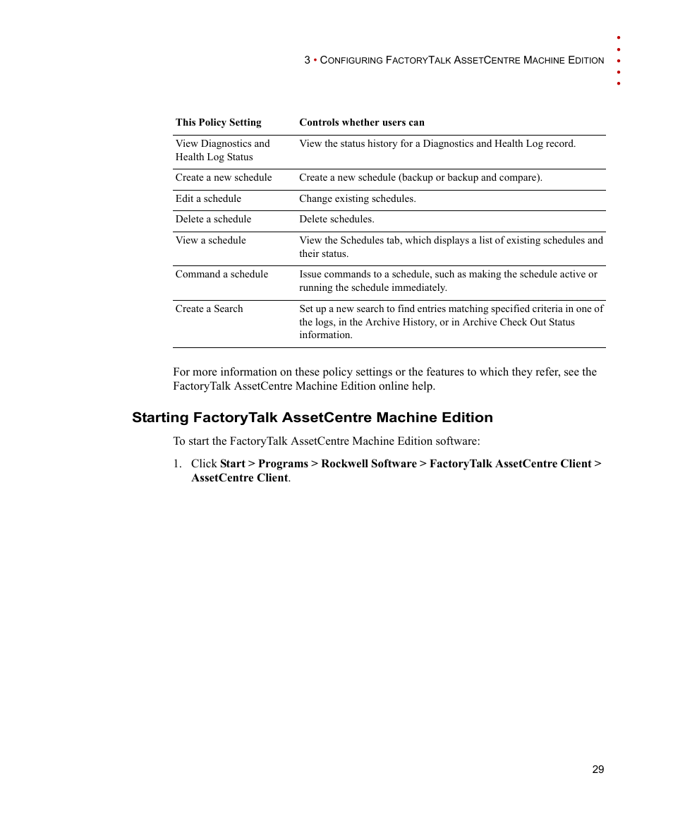 Starting factorytalk assetcentre machine edition | Rockwell Automation FactoryTalk AssetCentre Machine Edition Installation Manual User Manual | Page 33 / 44