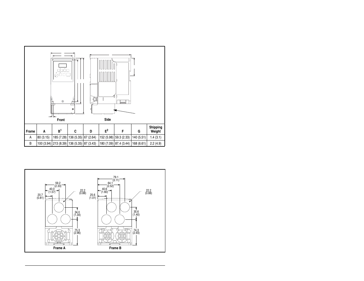 3 mounting dimensions for the md60 drive | Rockwell Automation MD60 User Manual Version 3.0 User Manual | Page 19 / 136